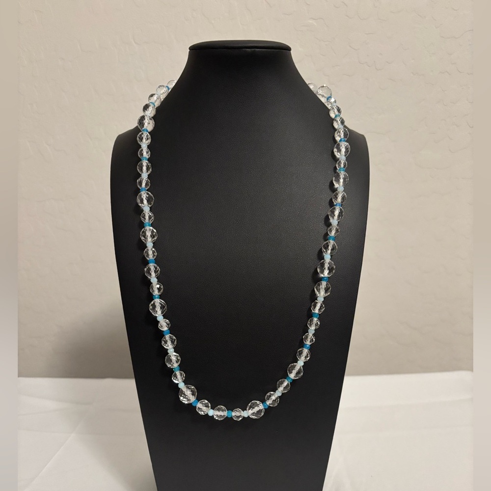 Clear and Blue Beaded Necklace